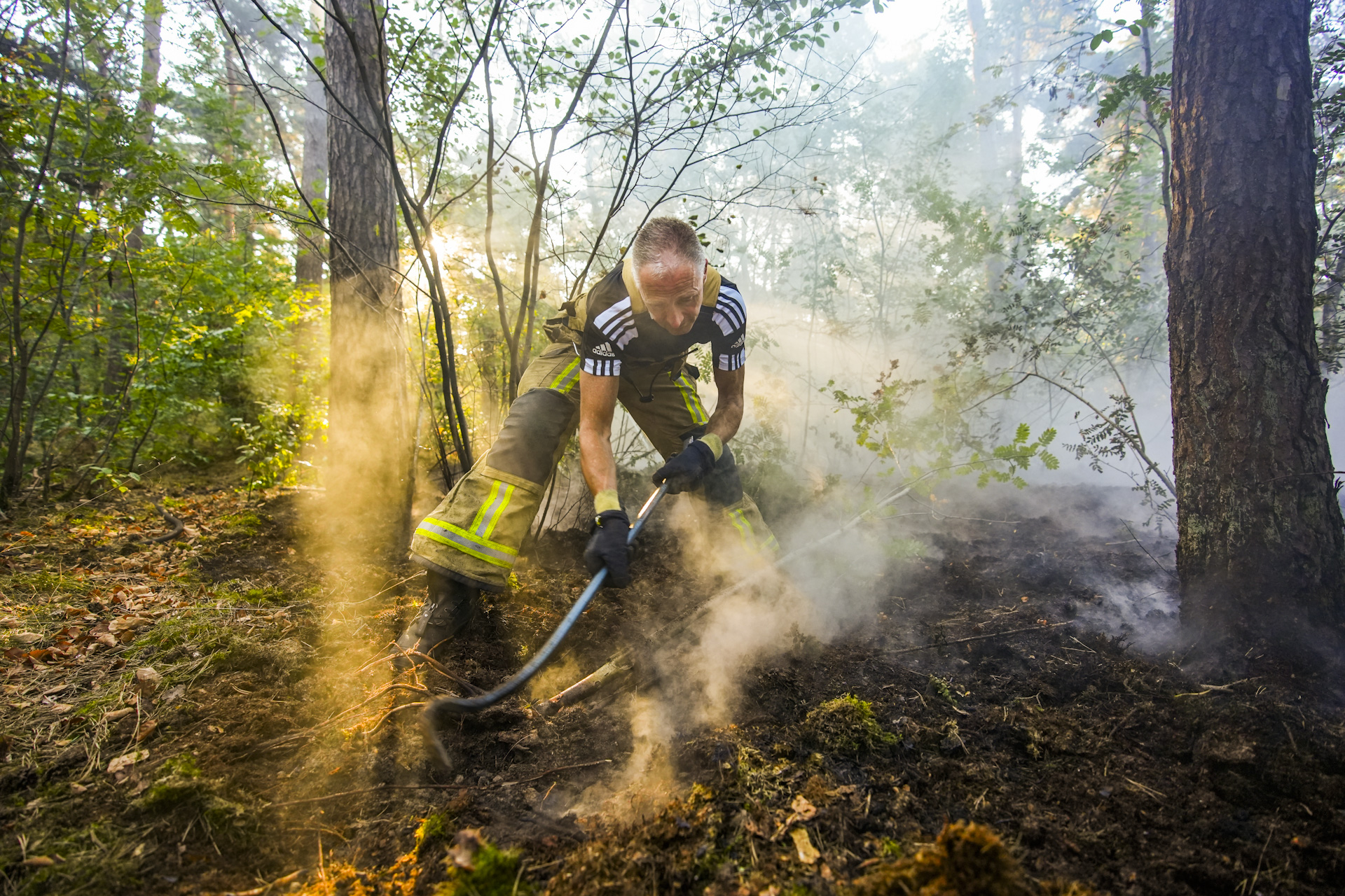 Bosbrand in de bossen bij Lieshout