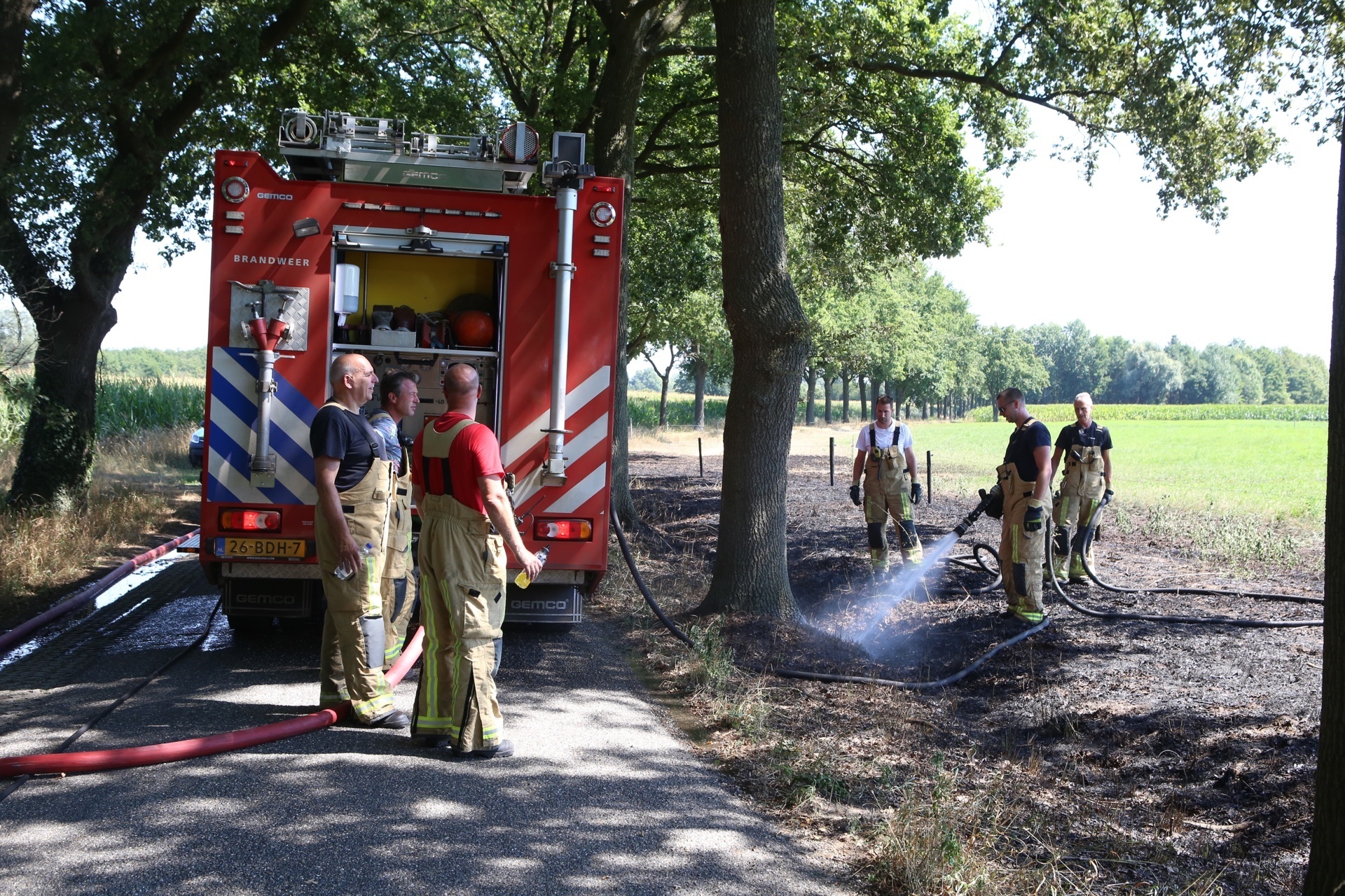 Bermbrand verwoest flinke strook berm