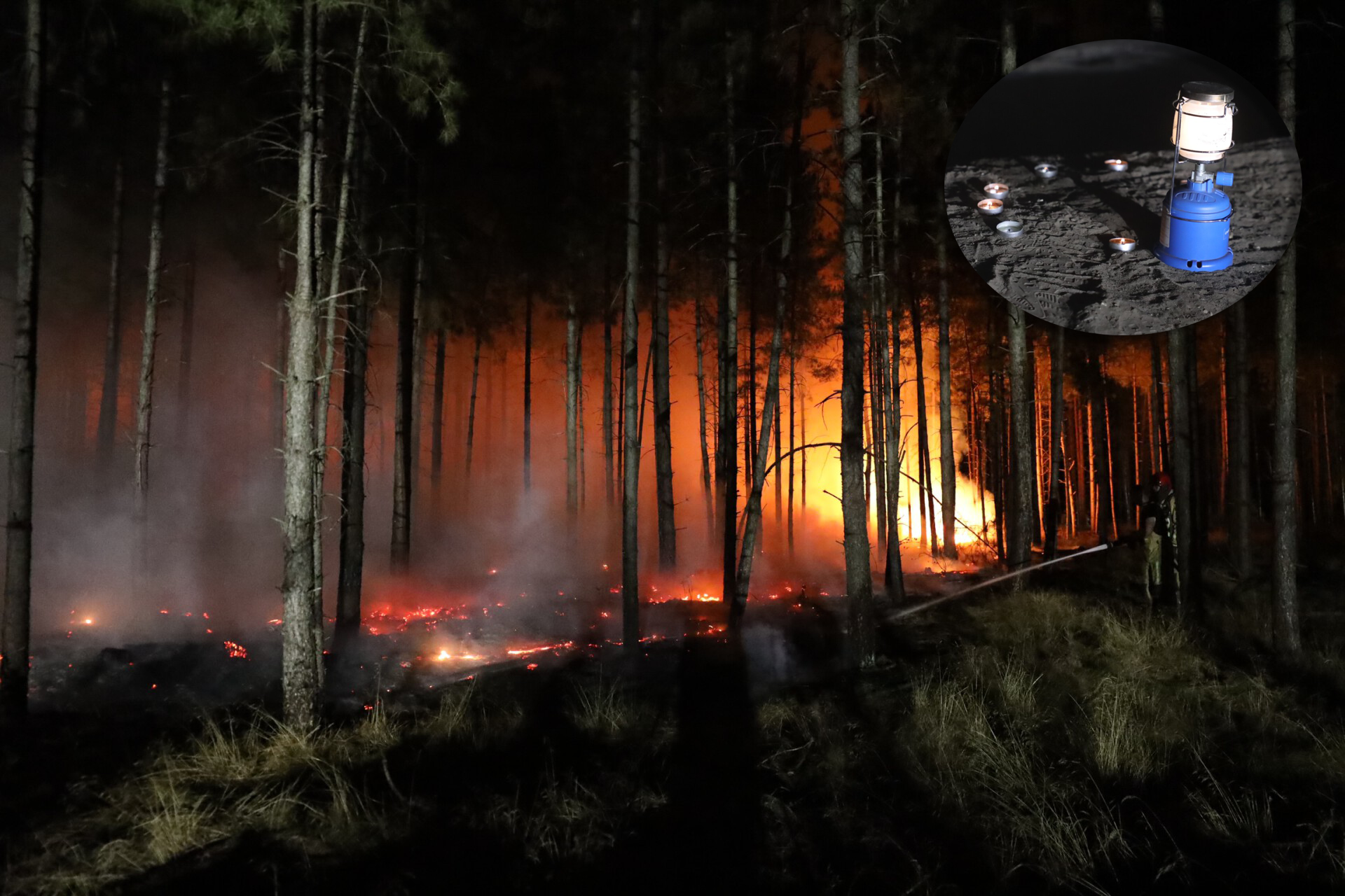 Grote hoeveelheid waxinelichtjes aangetroffen bij grote bosbrand