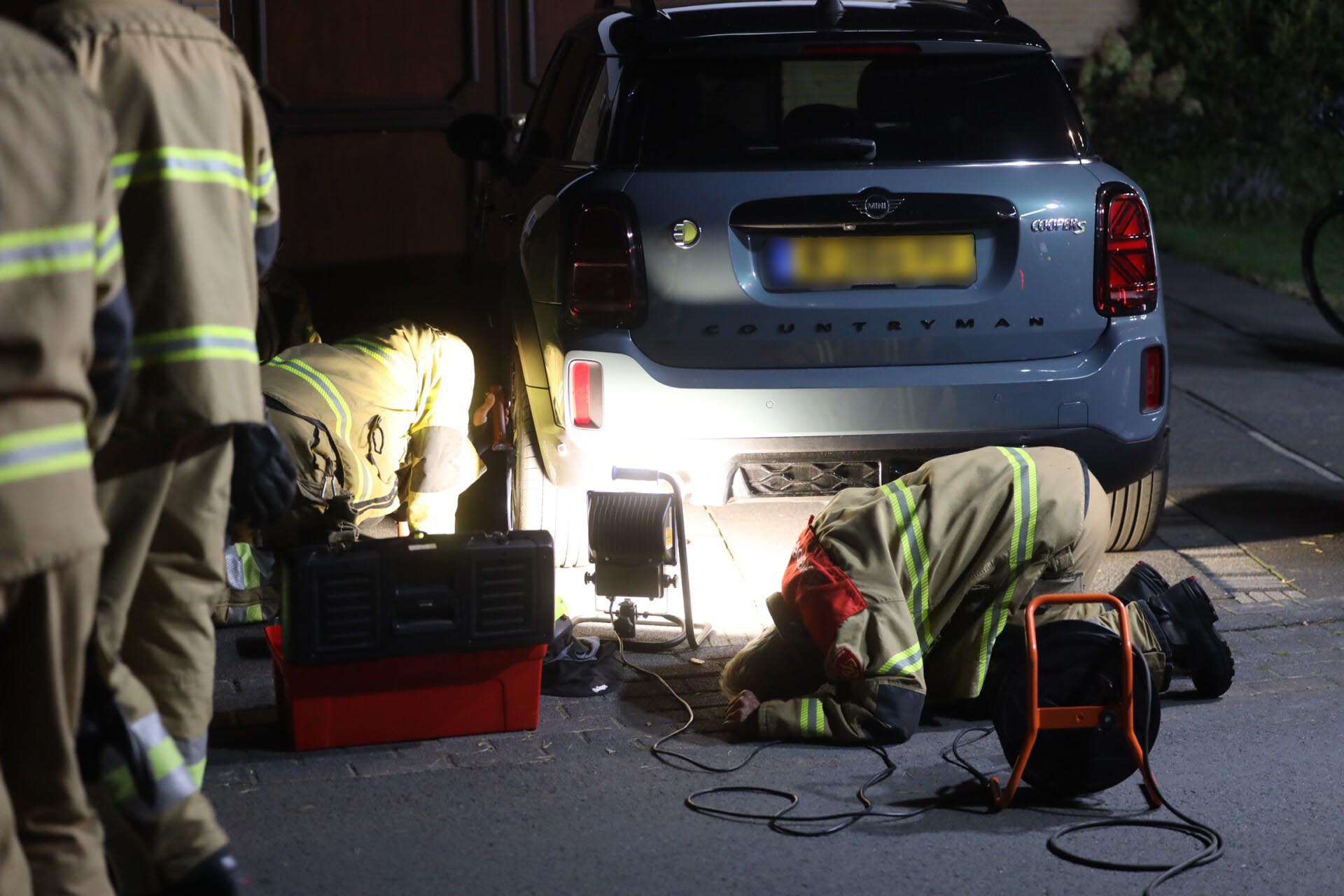 Kat zit vast in auto, niet gelukt deze te bevrijden