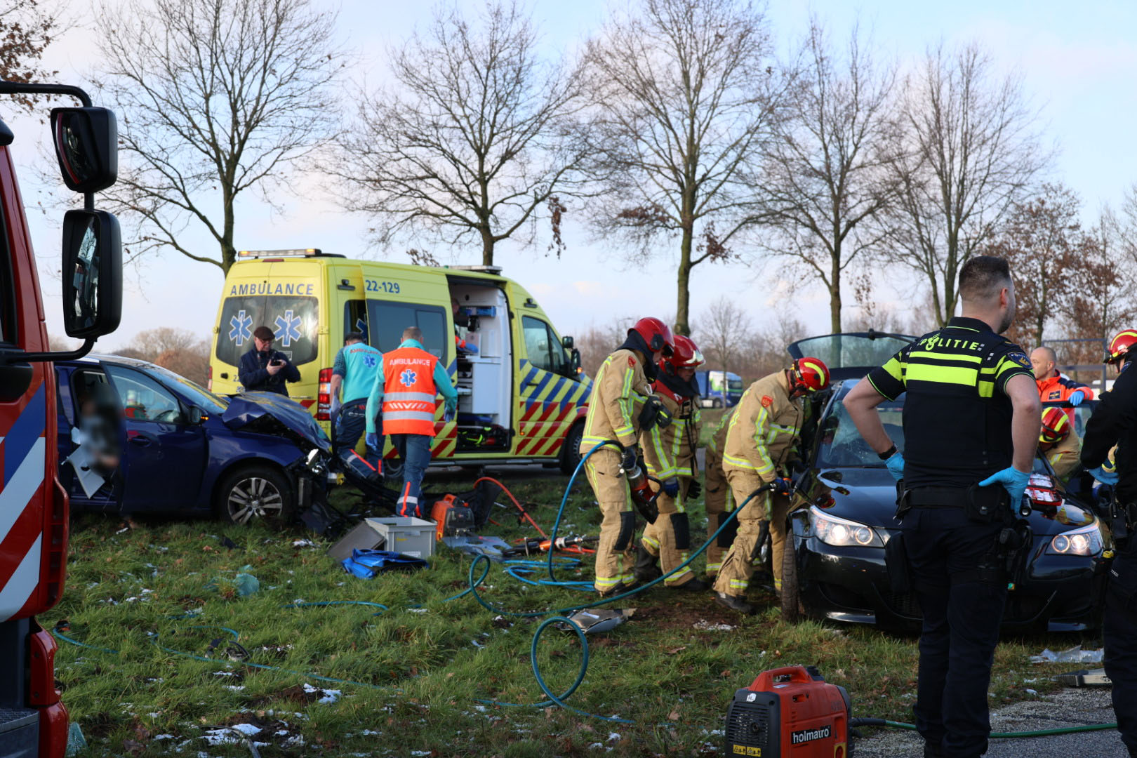 Zes gewonden bij ernstig ongeval, traumahelikopter ter plaatse