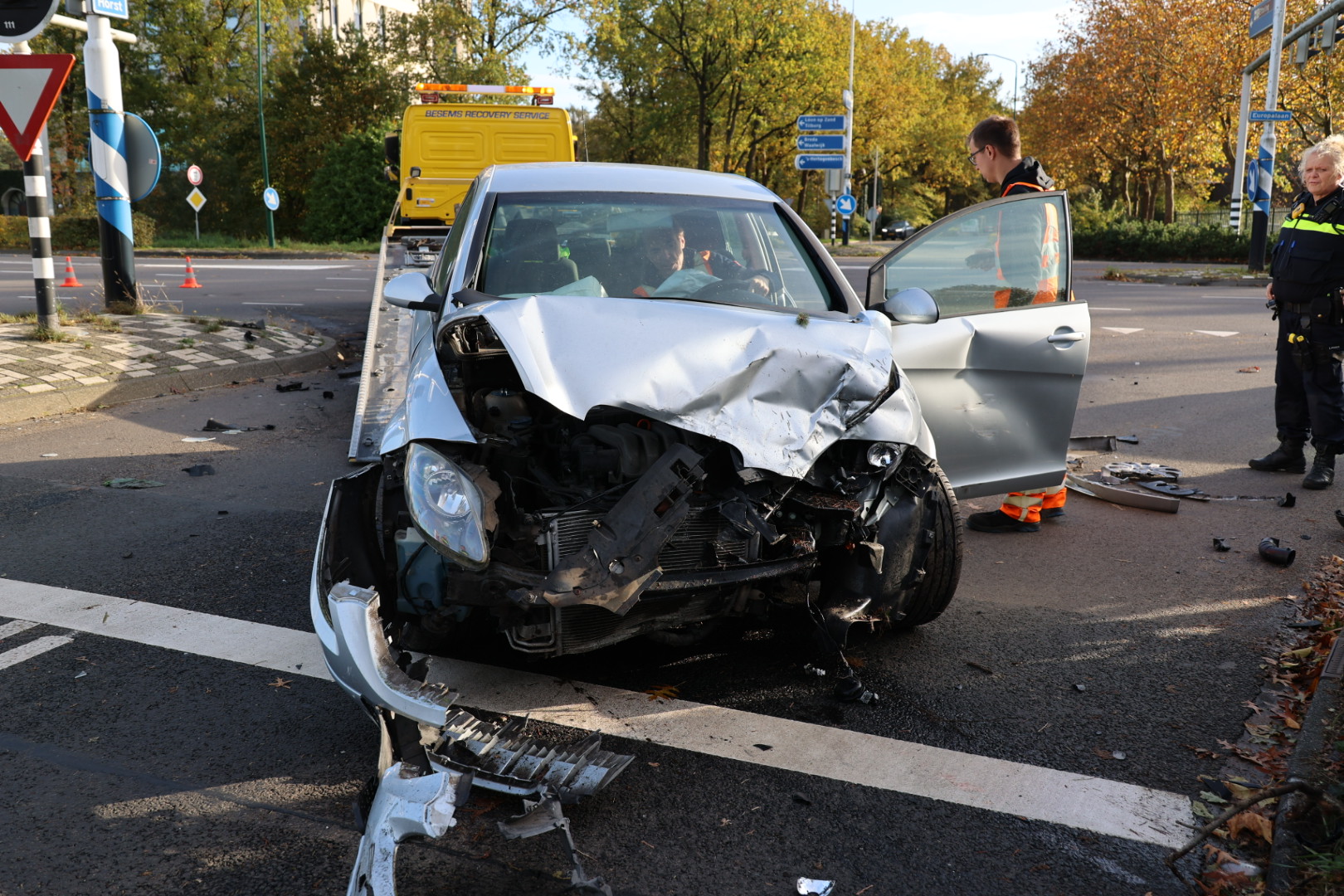 Botsing op kruising door laagstaande zon