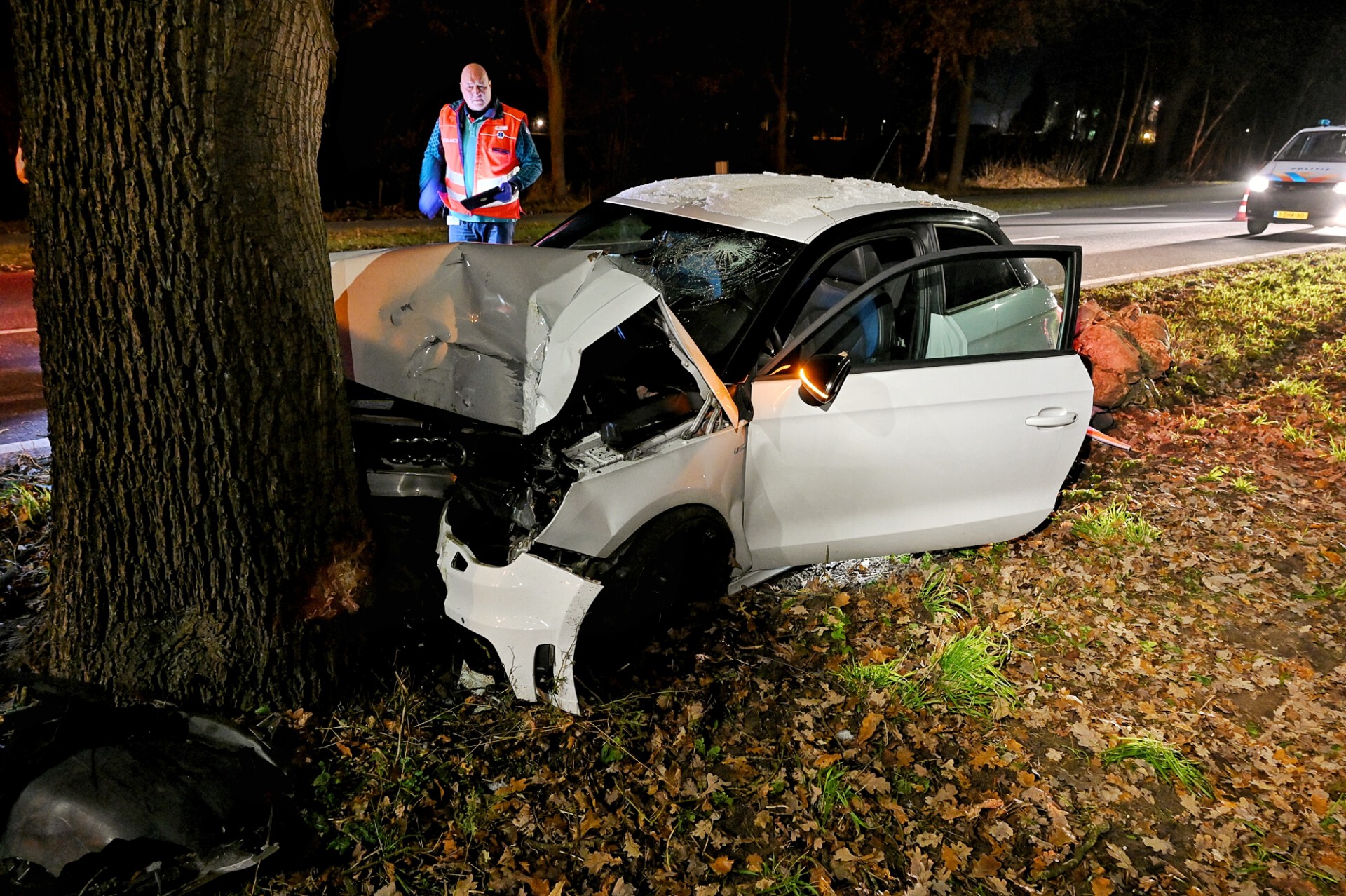 Automobilist botst tegen boom, mogelijk in slaap gevallen