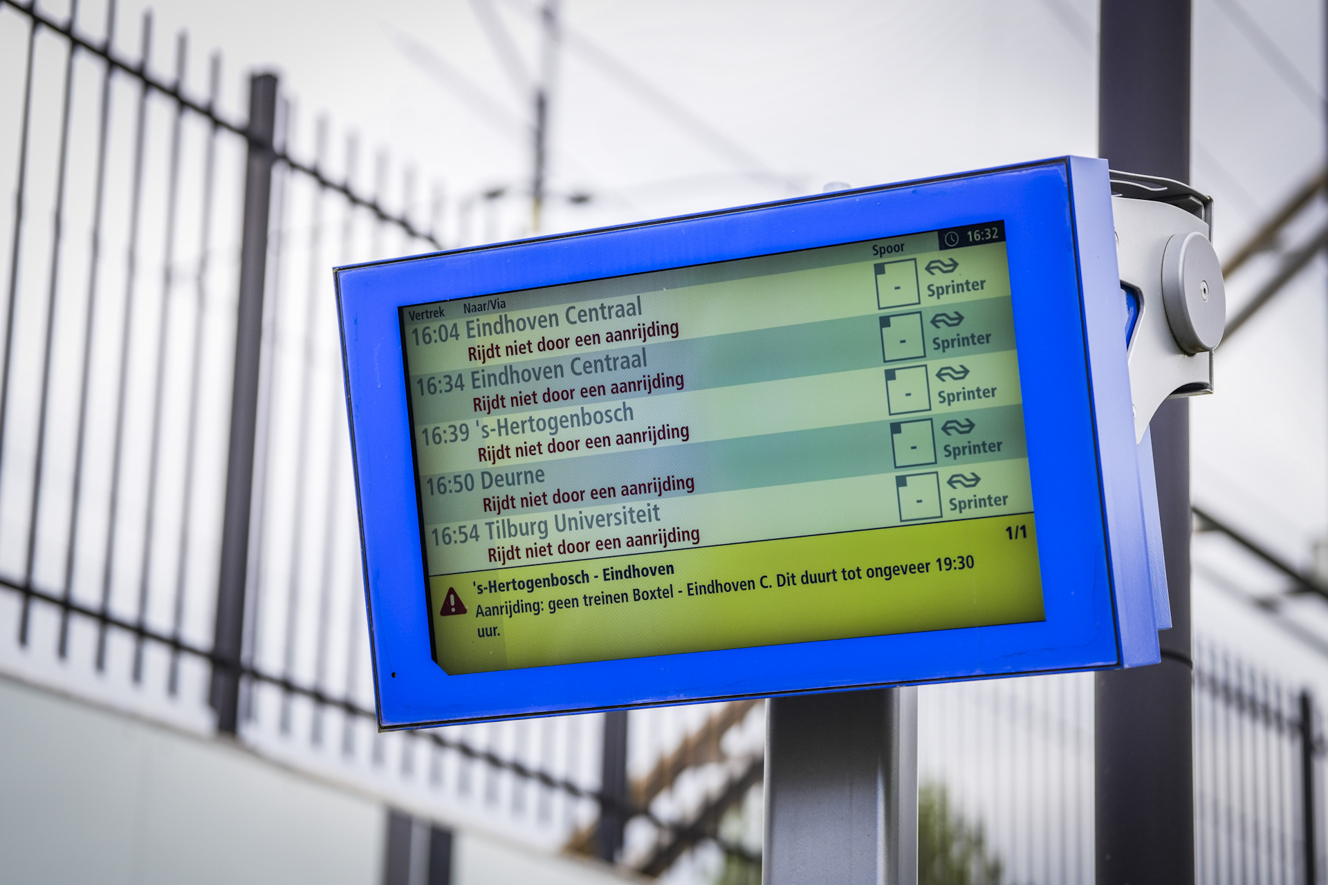 Geen treinverkeer tussen Boxtel en Eindhoven Centraal