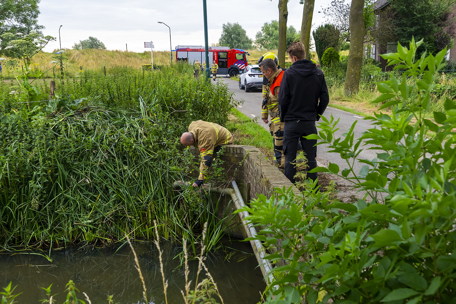 Gasleiding geraakt tijdens het maaien van de berm