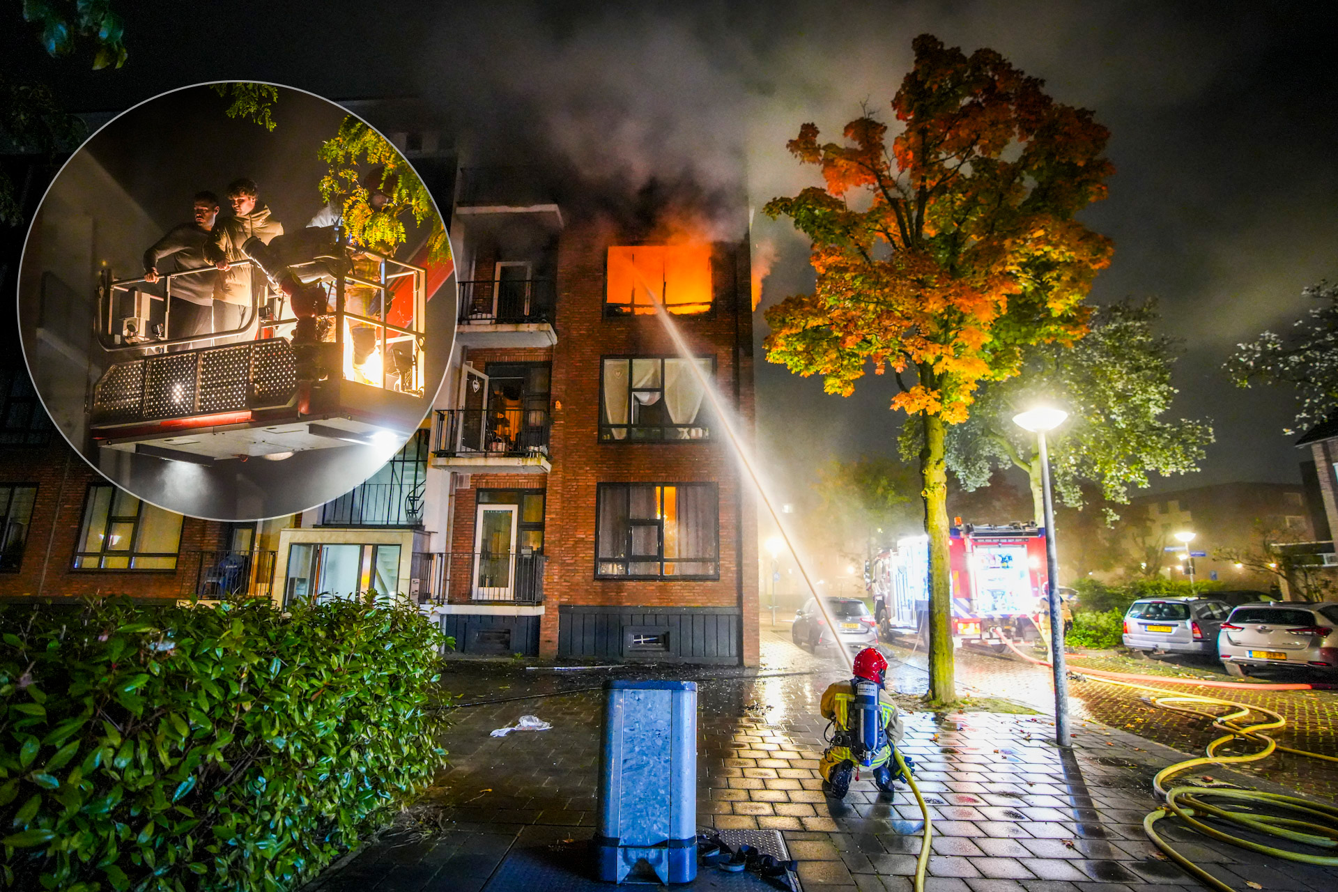 FOTOSERIE: Bewoners gered bij brand in appartement, twee katten dood