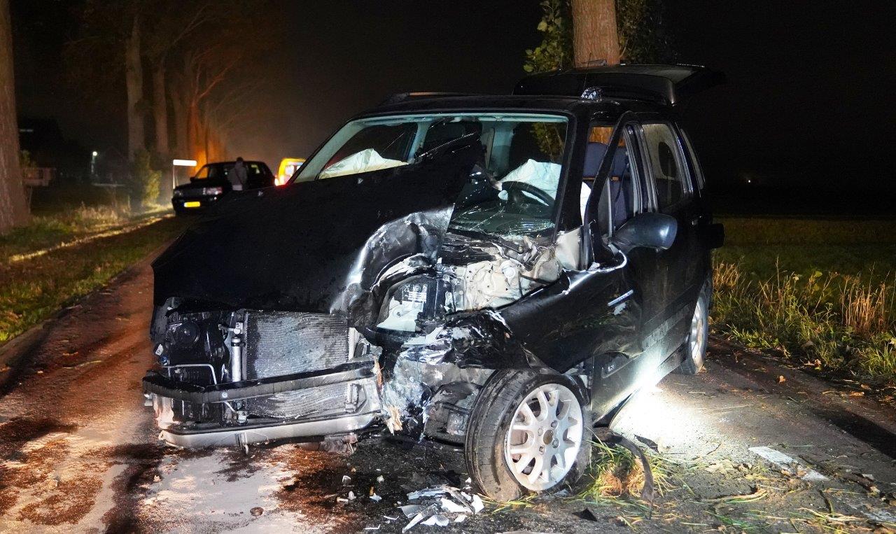 Auto botst tegen boom na uitwijkmanoeuvre voor dier