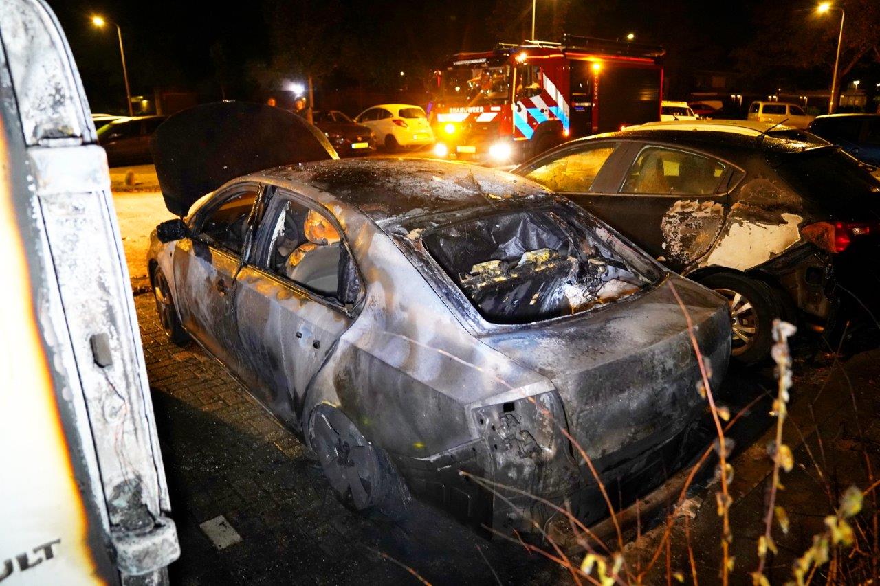 Twee auto’s en busje door brand verwoest