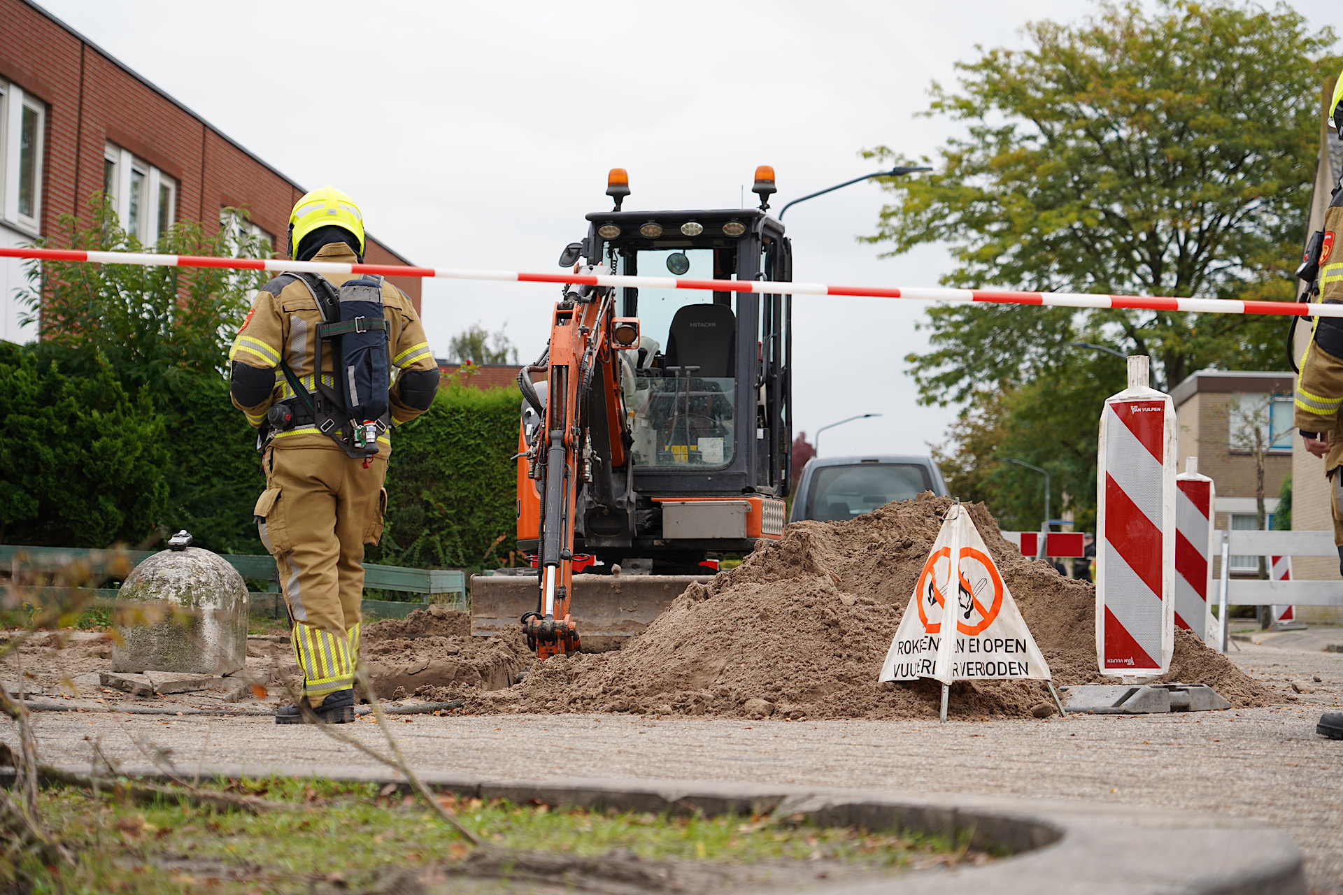 Gaslek door graafwerkzaamheden, omgeving afgesloten