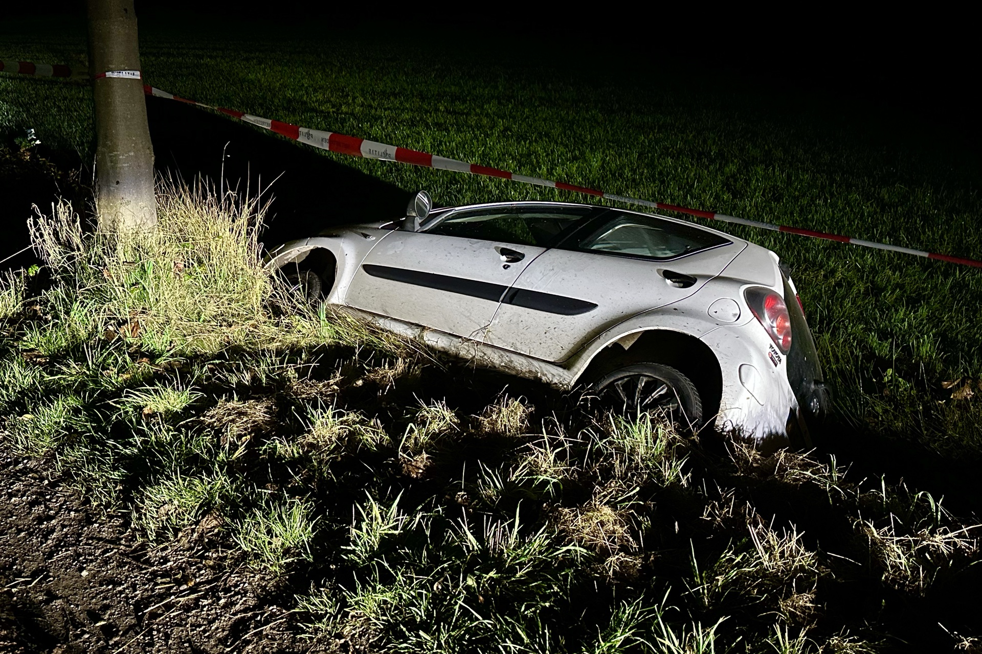 Auto raakt van de weg en belandt in sloot