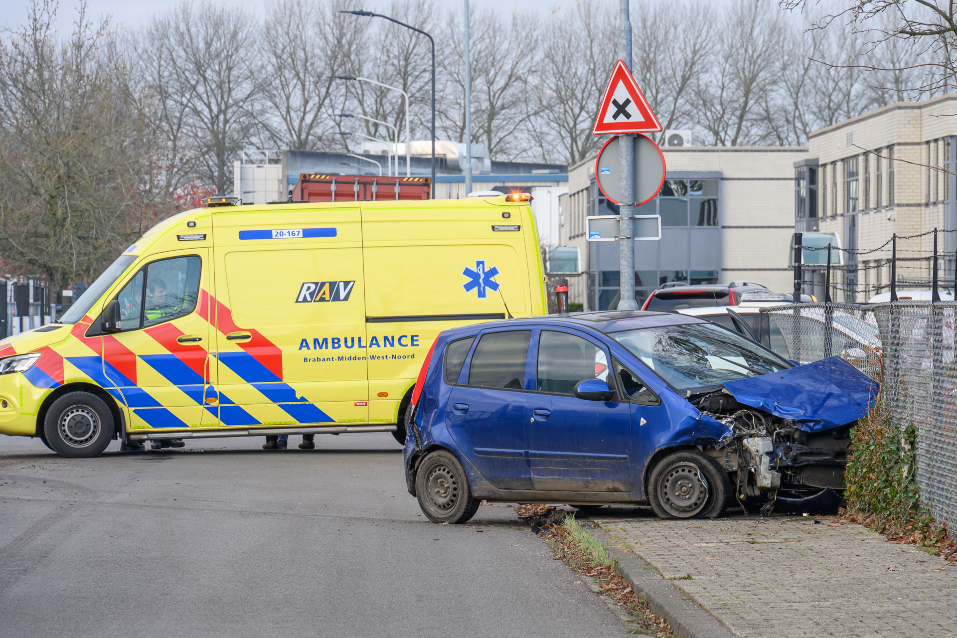 Veel schade aan auto’s na botsing, hond komt met de schrik vrij