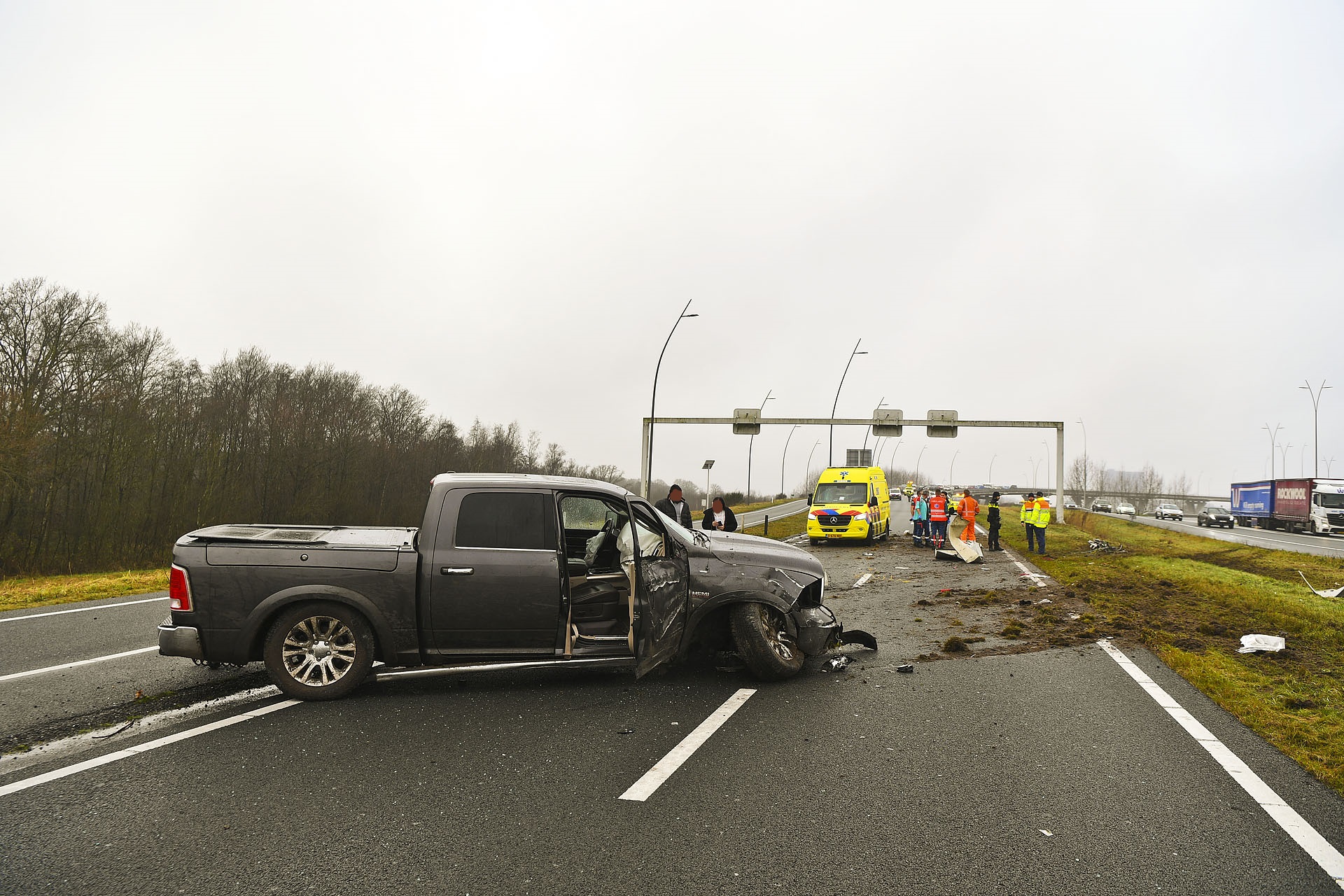 Ravage na ongeval met pick-up op snelweg