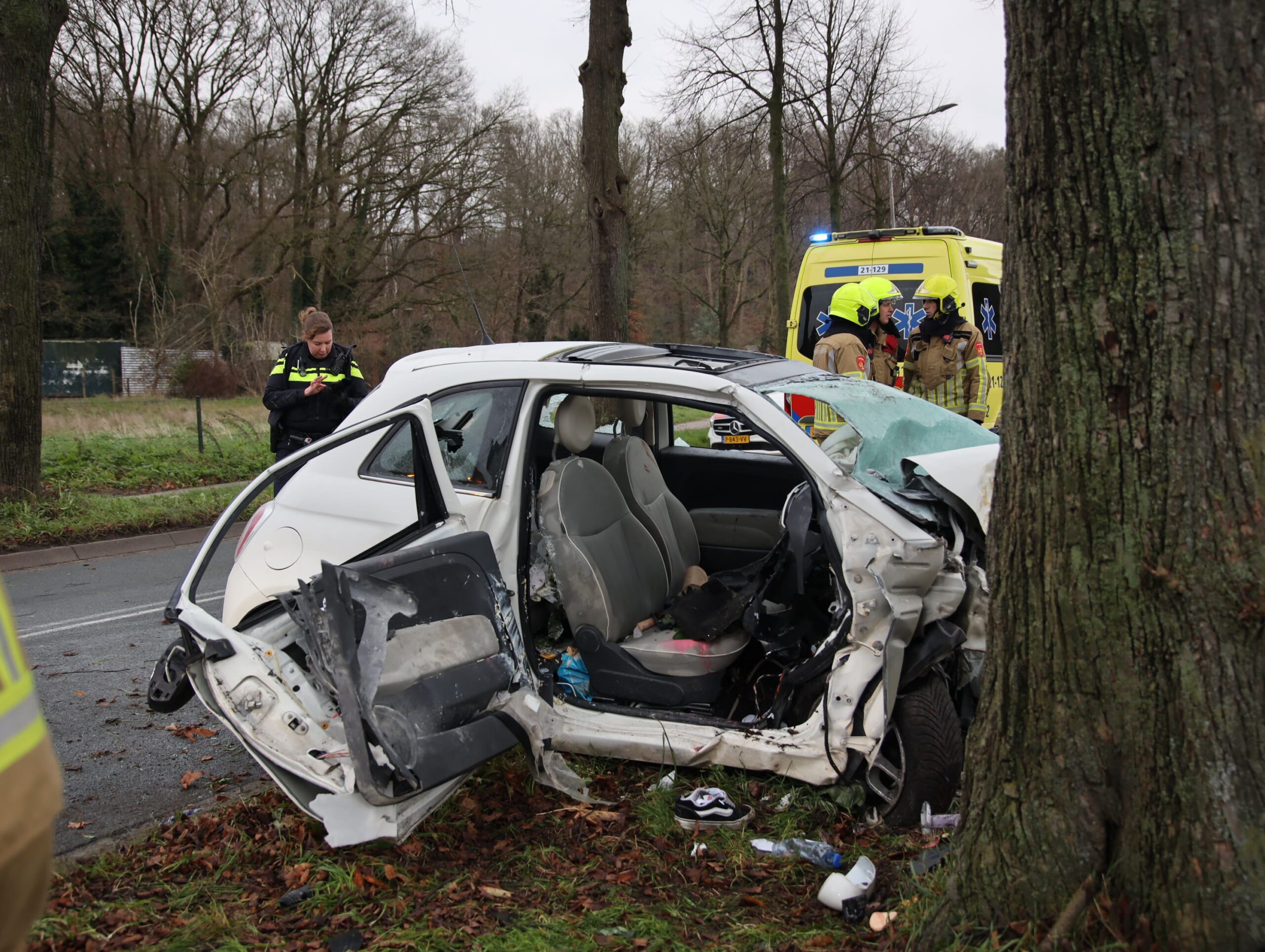 Moeder en dochter zwaargewond na crash tegen boom