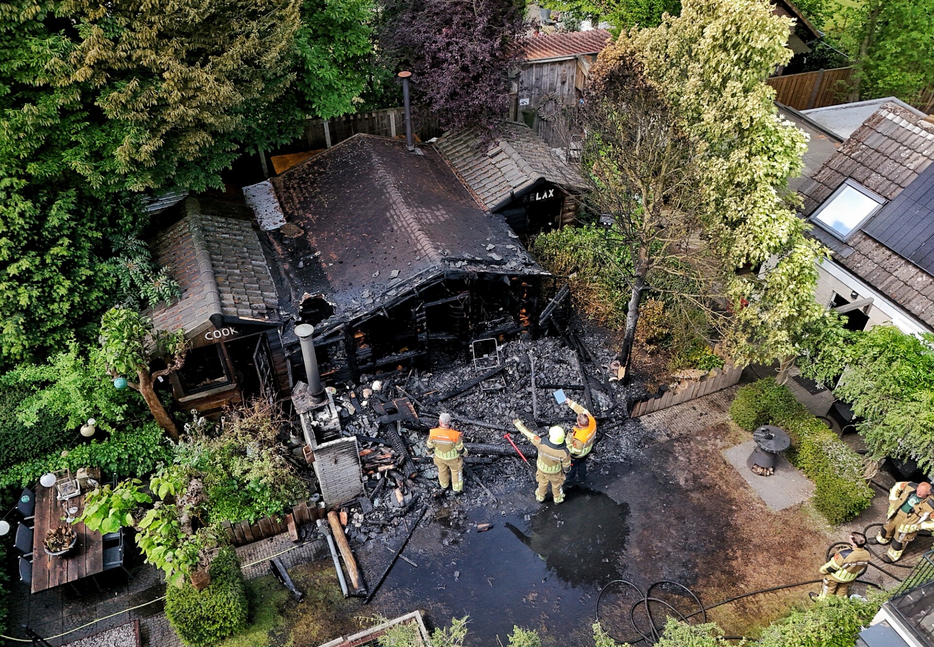 Wellness in tuinhuis verwoest door brand