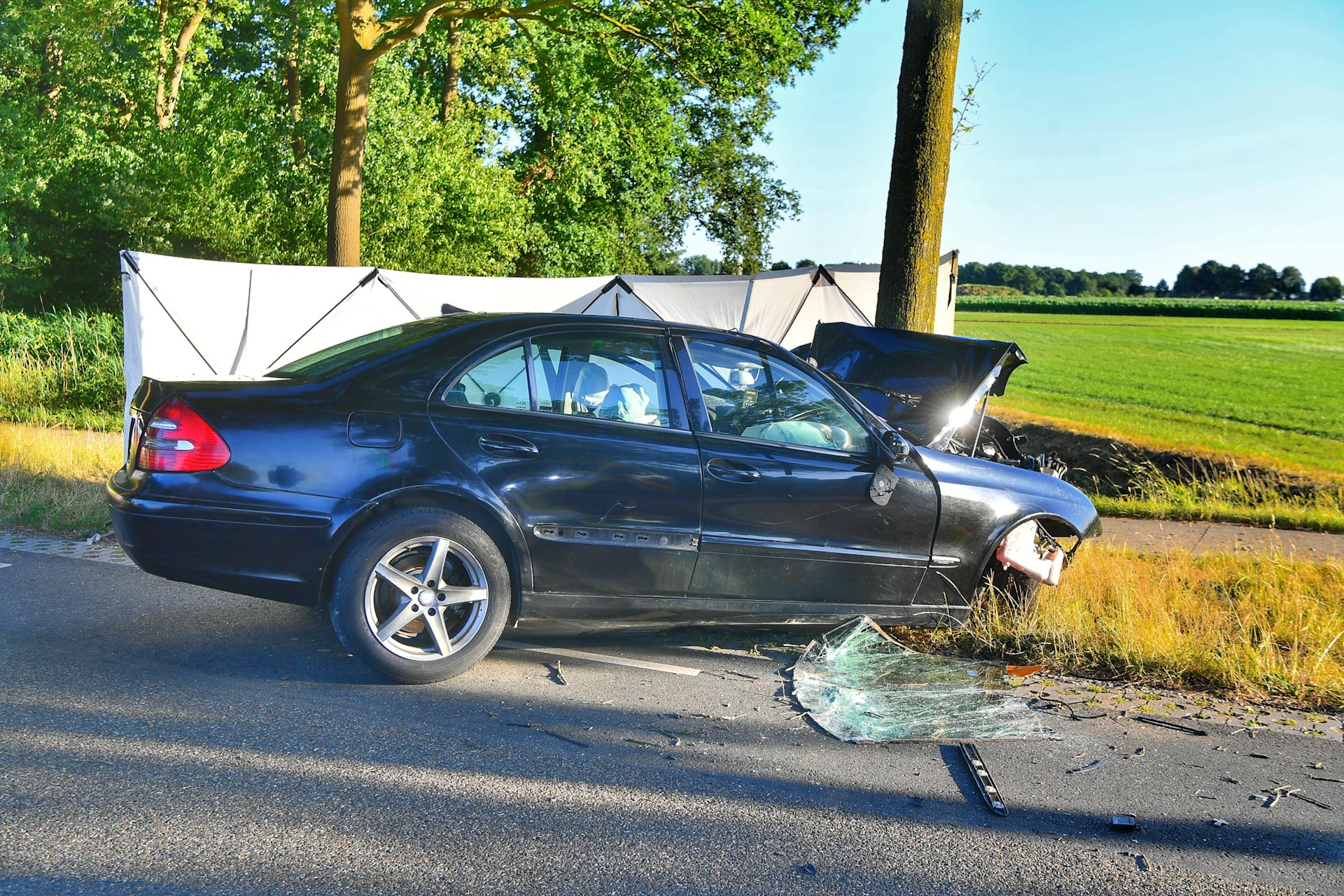 Bestuurder overleden na eenzijdig ongeval tegen boom