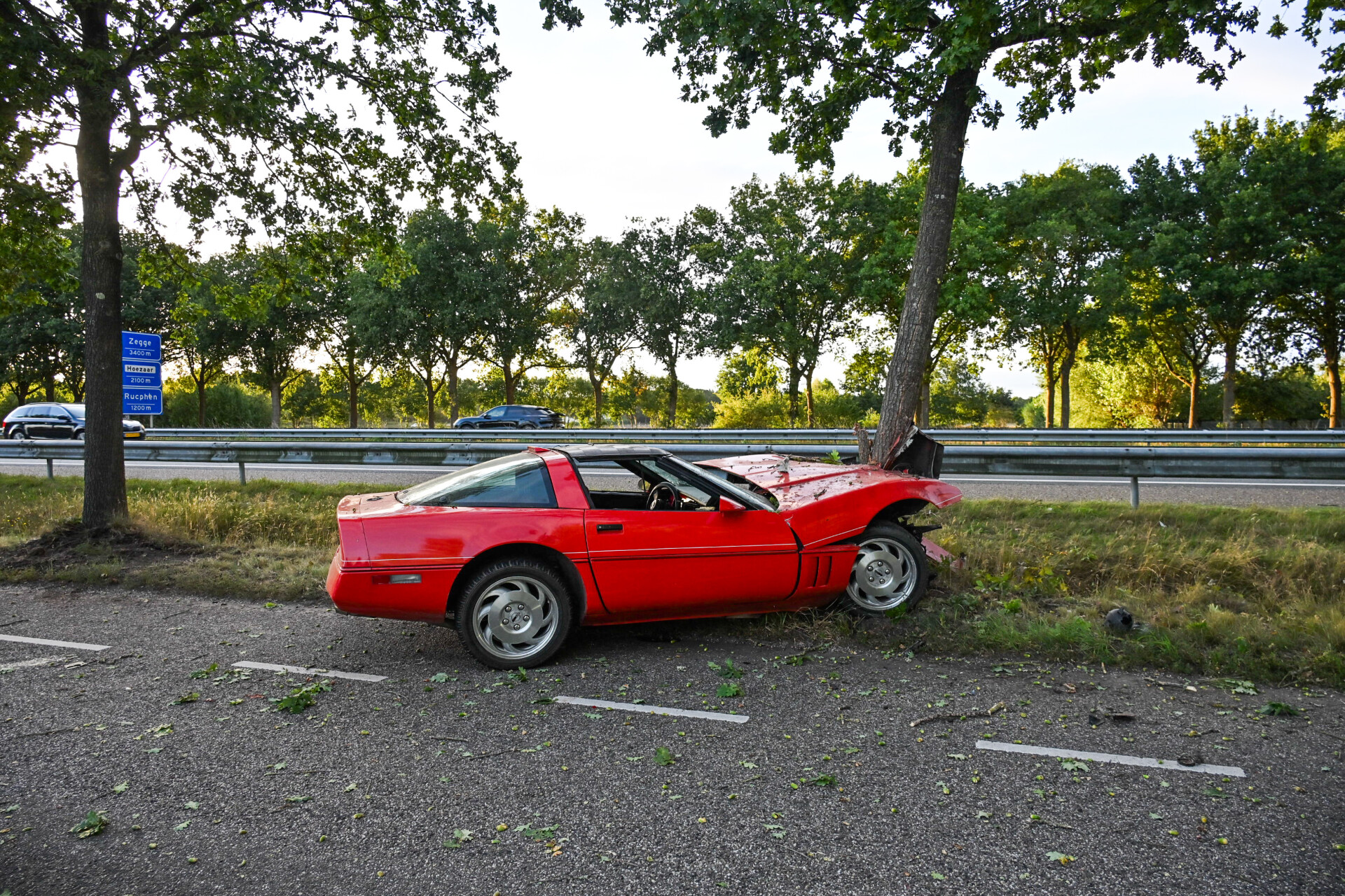 Bestuurder gewond na botsing tegen boom met sportwagen
