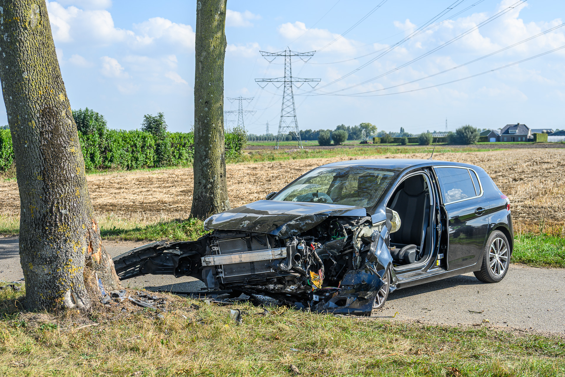 Automobilist zwaargewond na botsing tegen boom