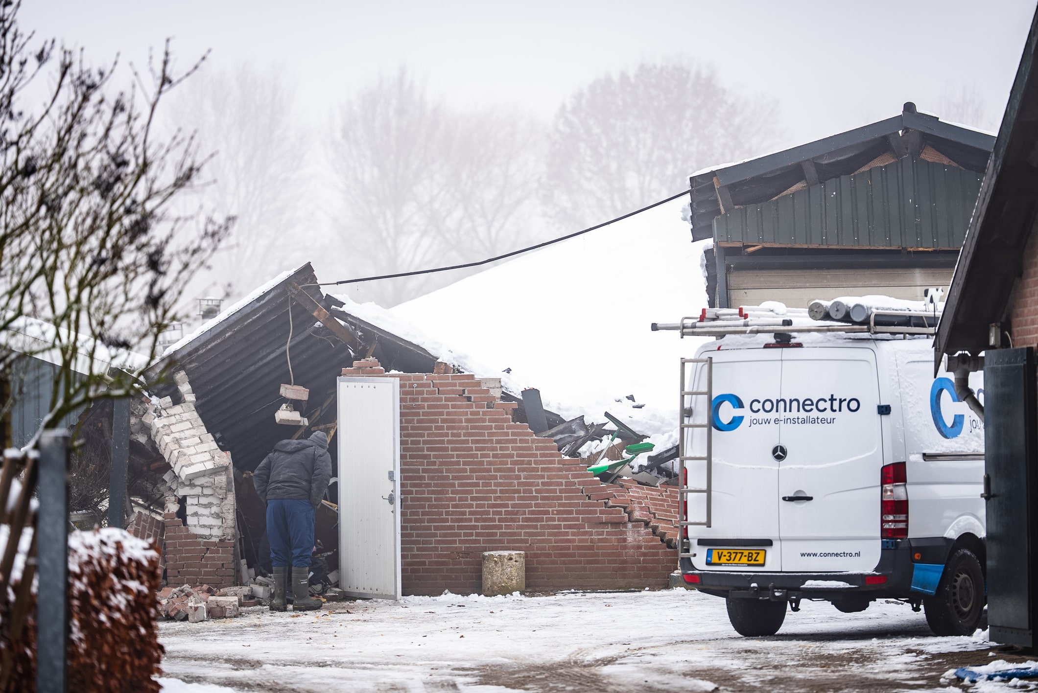 Zes kalveren gered nadat stal instort