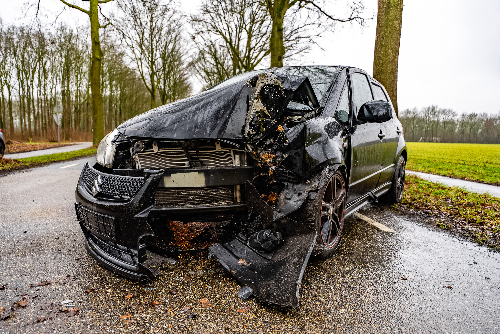 Ouder echtpaar naar ziekenhuis na botsing tegen boom