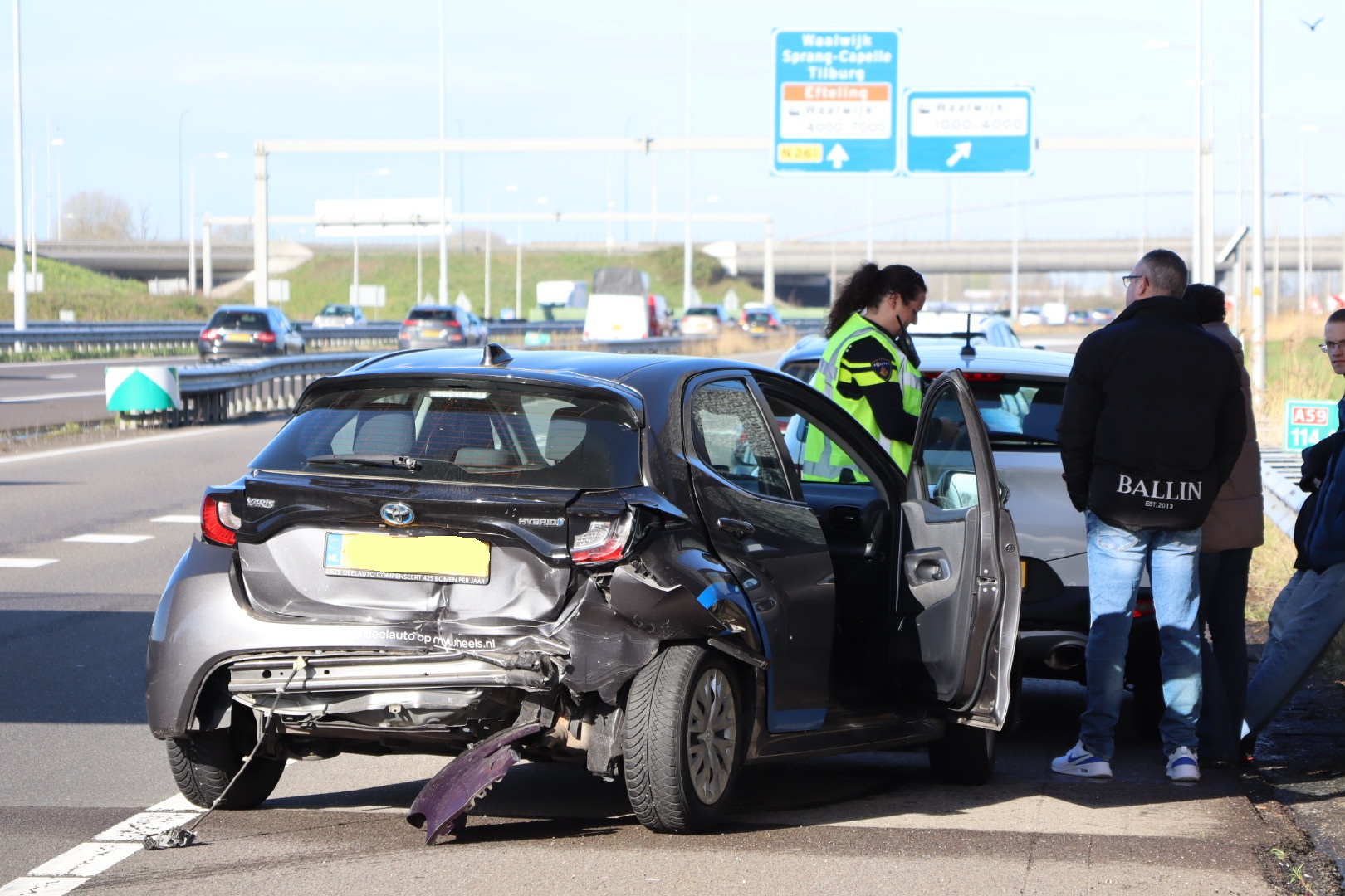 Veel schade door ongeval op snelweg