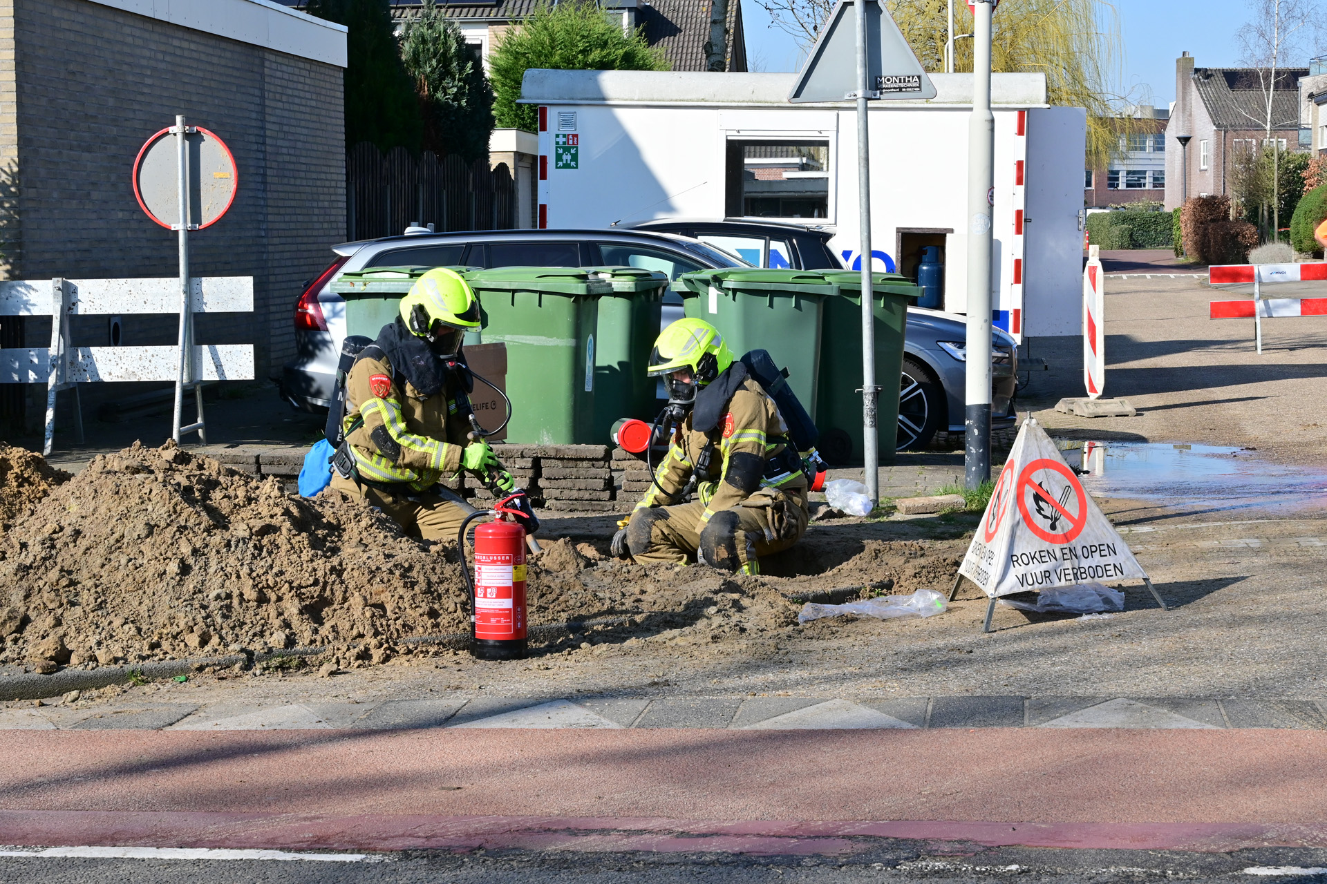 Gasleiding kapot getrokken tijdens graafwerkzaamheden