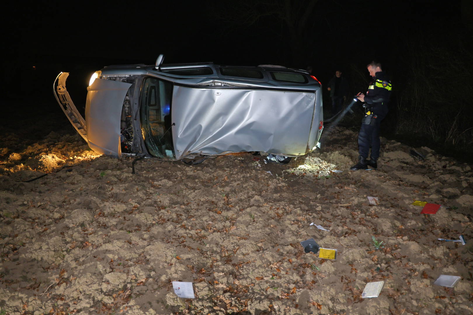 Automobilist raakt van weg en komt in weiland terecht