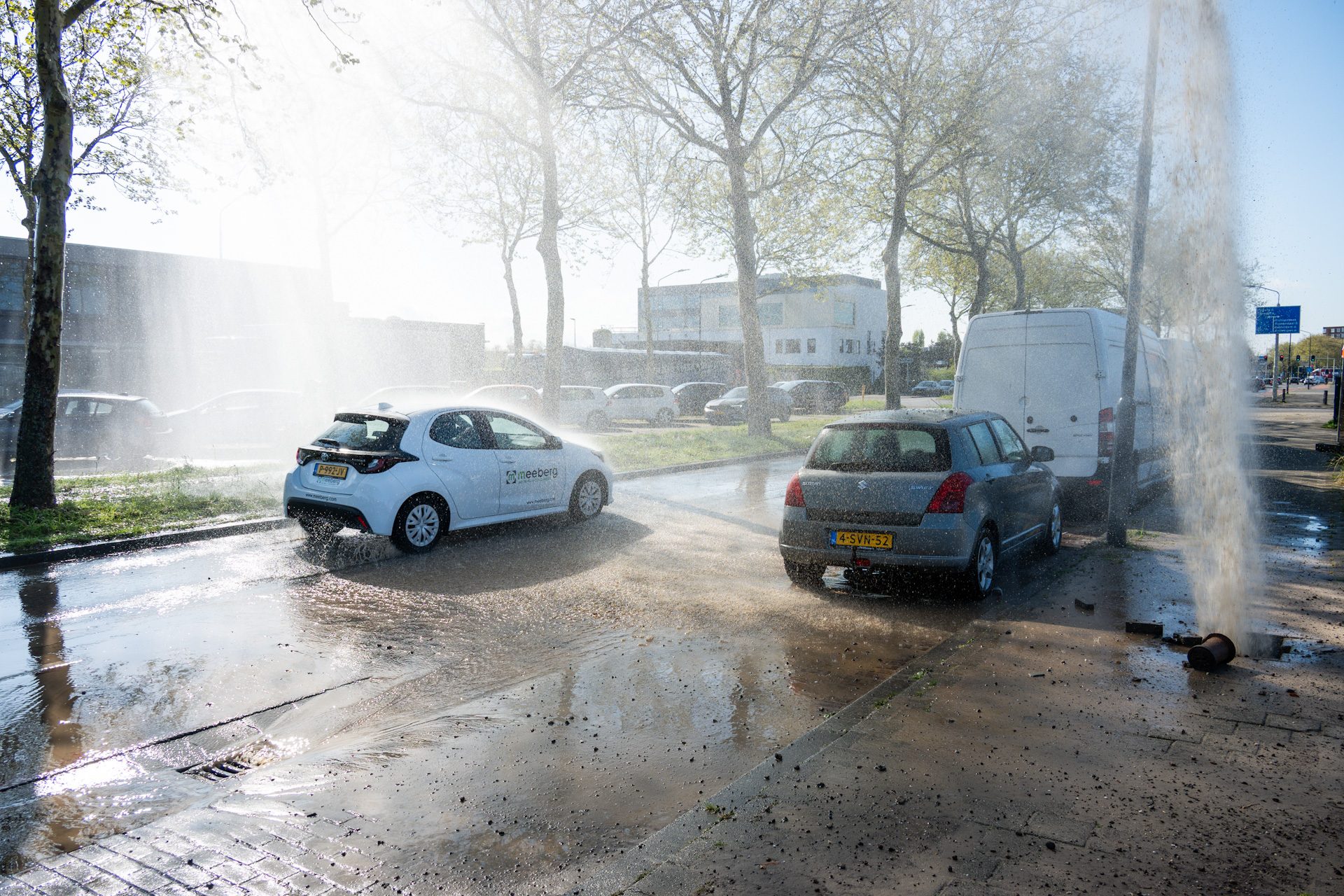Fontein door kapotte waterleiding
